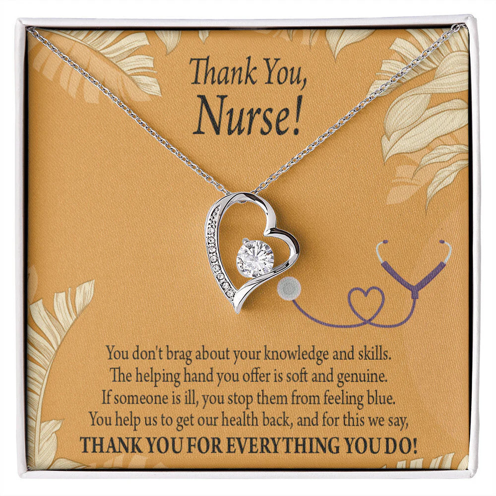 Knowledge Skill Nurse Forever Love Cz Heart Necklace White Gold Standard Box
